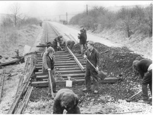 Laying track at Hammersmith. Looking West before the A38 was constructed. c1973